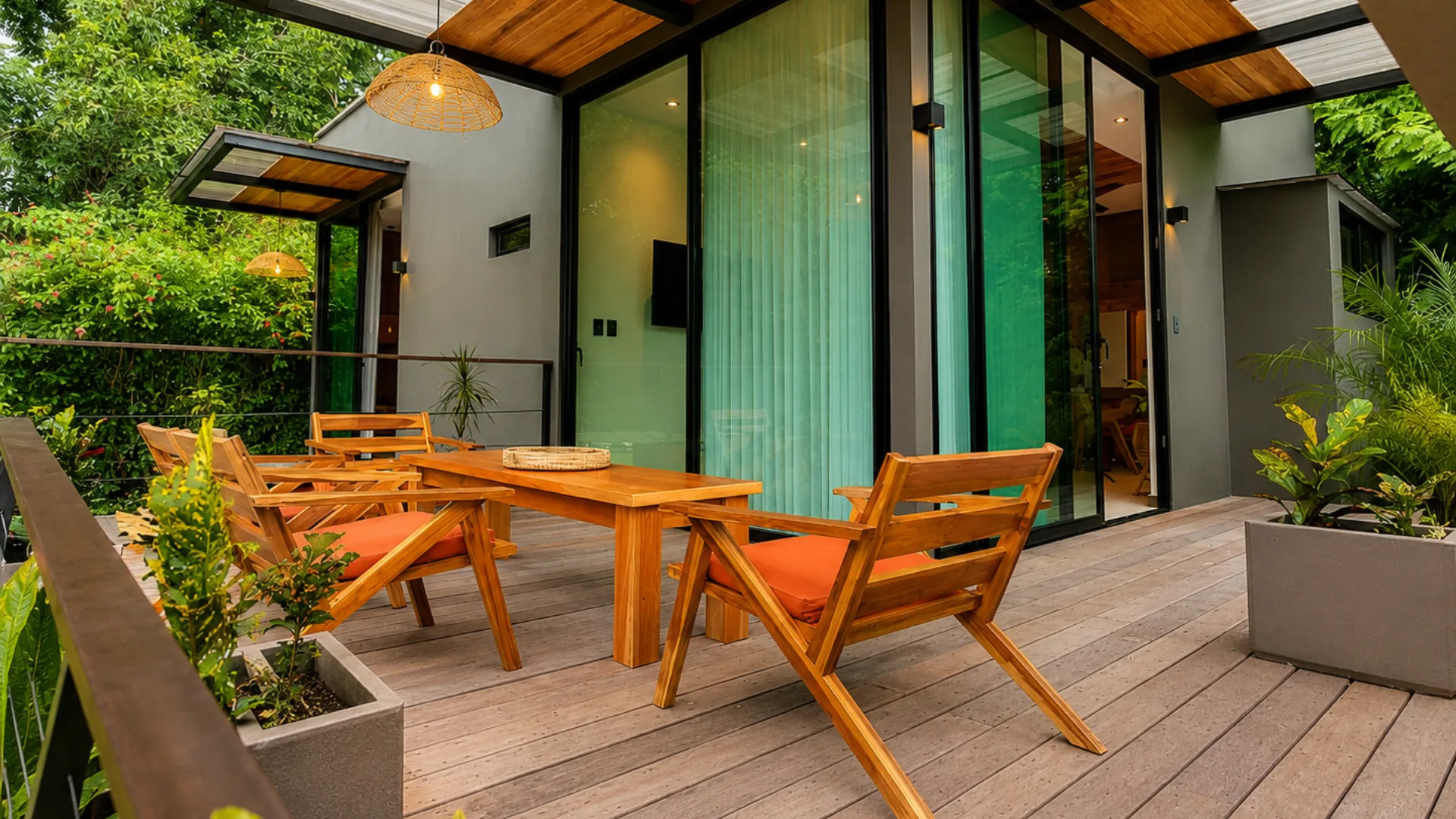 Large Casa Namú terrace with a table for shared meals