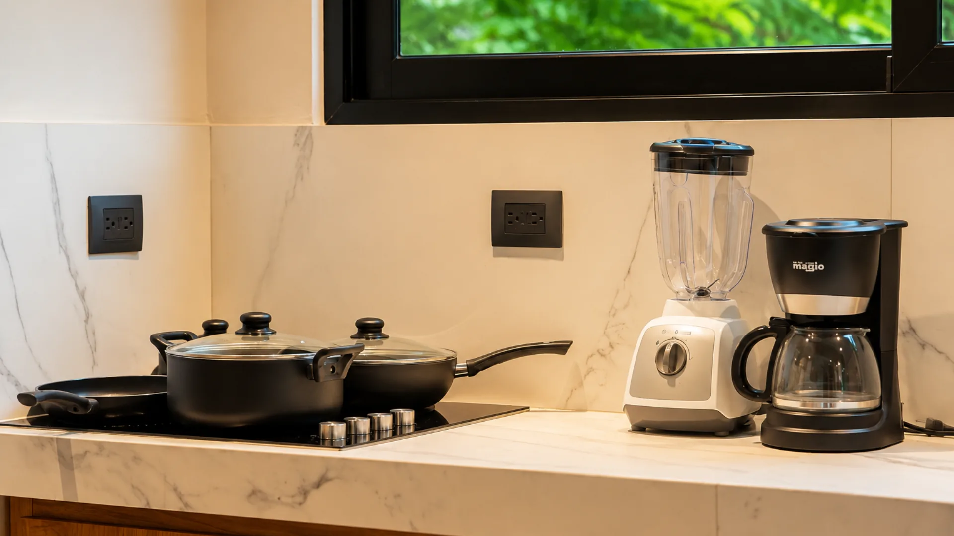 Casa Namú kitchenette with hob, blender and coffee maker